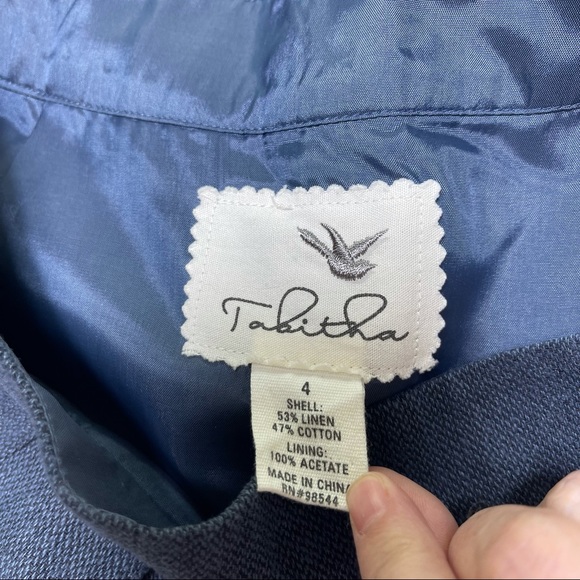 Anthropologie Tabitha Linen Blend Pleated Skirt Blue 4 - Picture 4 of 5